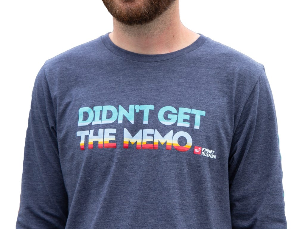 Born to Roam inDidn't Get The Memoin Langarmshirt / Dunkelblau meliert/ Größe XL- von Front Runner